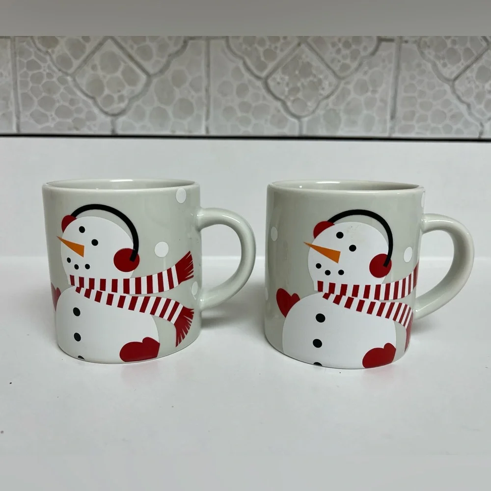 NWT Crate&Barrel Snowman Mugs